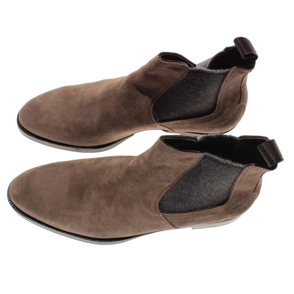 Di Bianco NWD Pull On Chelsea Boots Size 42 (US 9) in Brown Suede Made in Italy